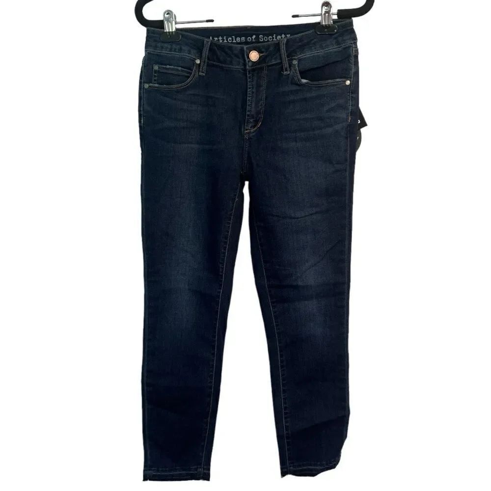 Articles of Society Katie Skinny Crop Helsinki Blue Distressed Size 27
